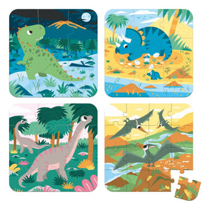 Janod - Evolutionäre Dinosaurier-Puzzles - 4 Puzzles