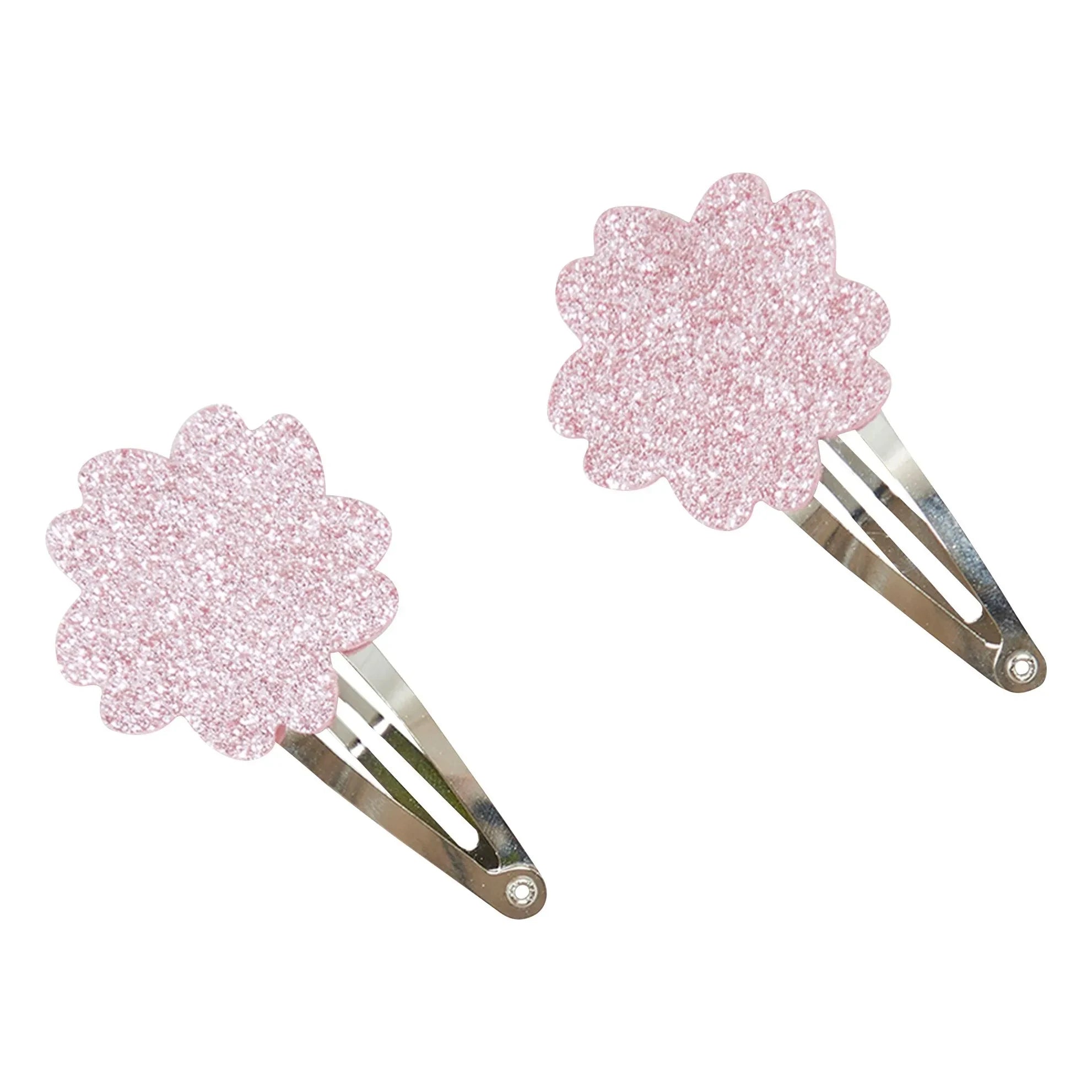 Tartine et Chocolat - Haargummi-Set mit 2 Hibiskus-Glitzer-Haargummis | Altrosa