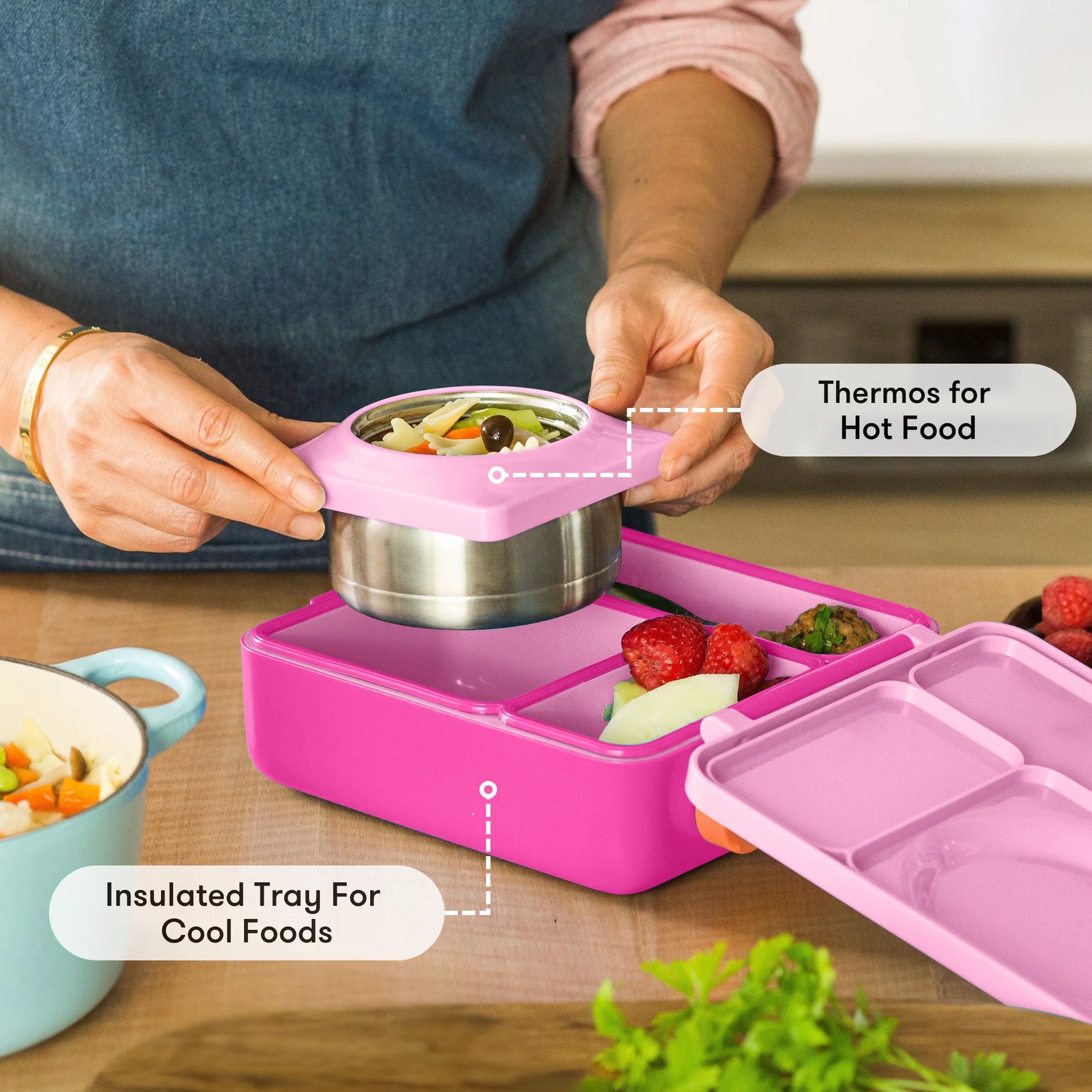 Omiebox - Wärmeisolierte Feenrosa Bento Essensbox