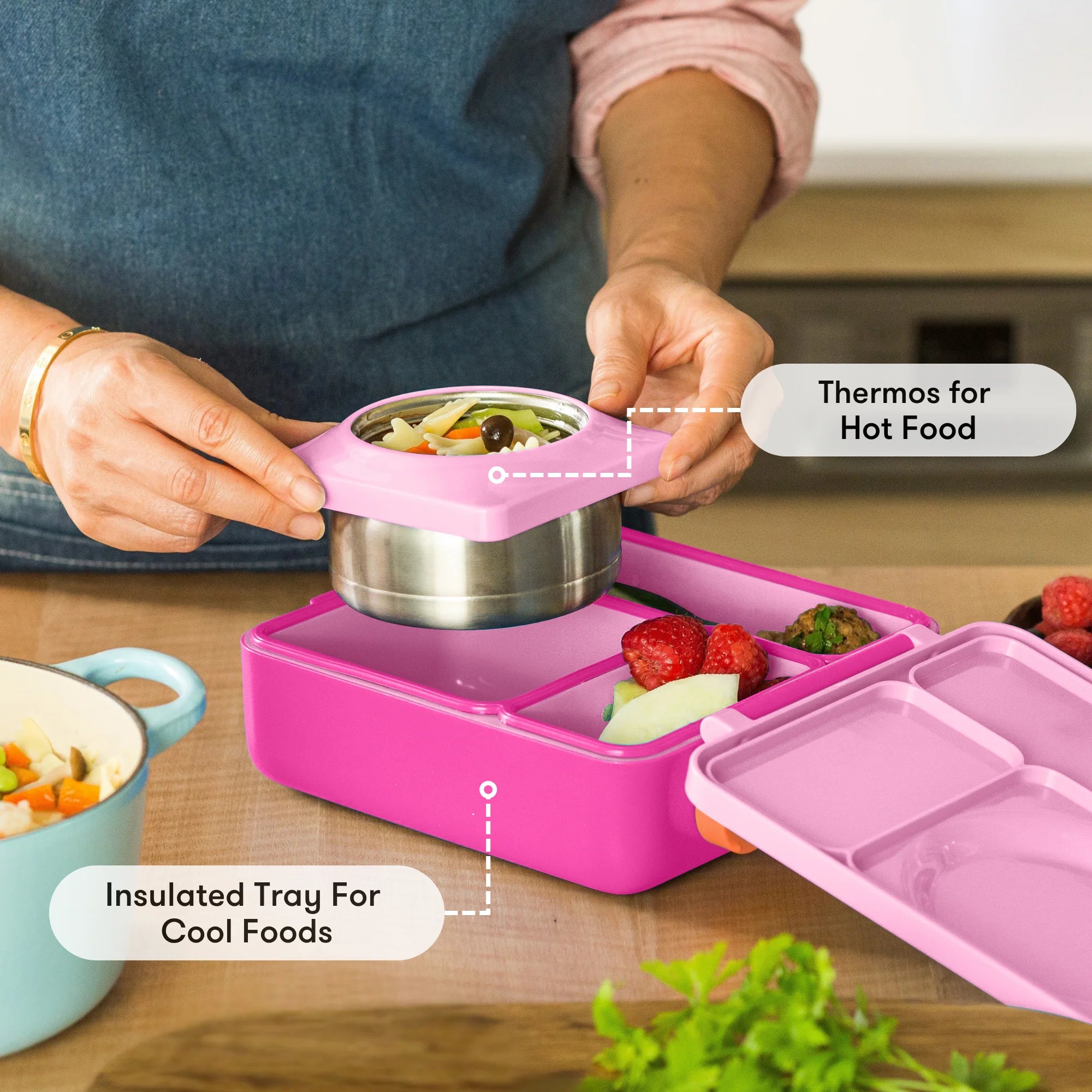 Omiebox - Wärmeisolierte Feenrosa Bento Essensbox