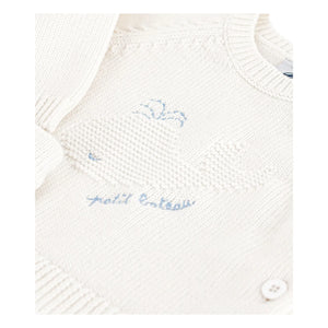 Petit Bateau - Wal Wollpullover und Hose Set | Weiß