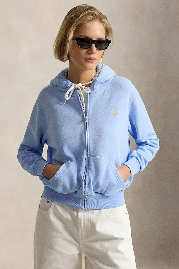 Polo Ralph Lauren kadın pamuklu fermuarlı kapüşonlu sweatshirt ISLAND FLC-KNT-SWEATSHIRT