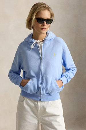 Polo Ralph Lauren kadın pamuklu fermuarlı kapüşonlu sweatshirt ISLAND FLC-KNT-SWEATSHIRT