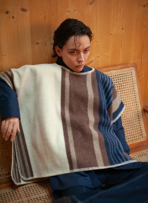 La Méricaine - Wappos Lange Woll-Poncho | Braun
