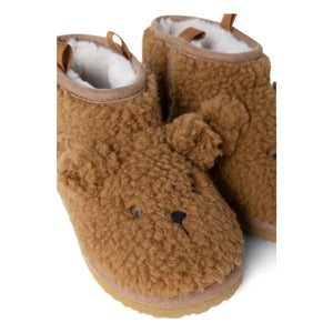 Liewood - Alban Sherpa-Stiefel mit Bärenmuster aus recycelten Fasern | Karamell
