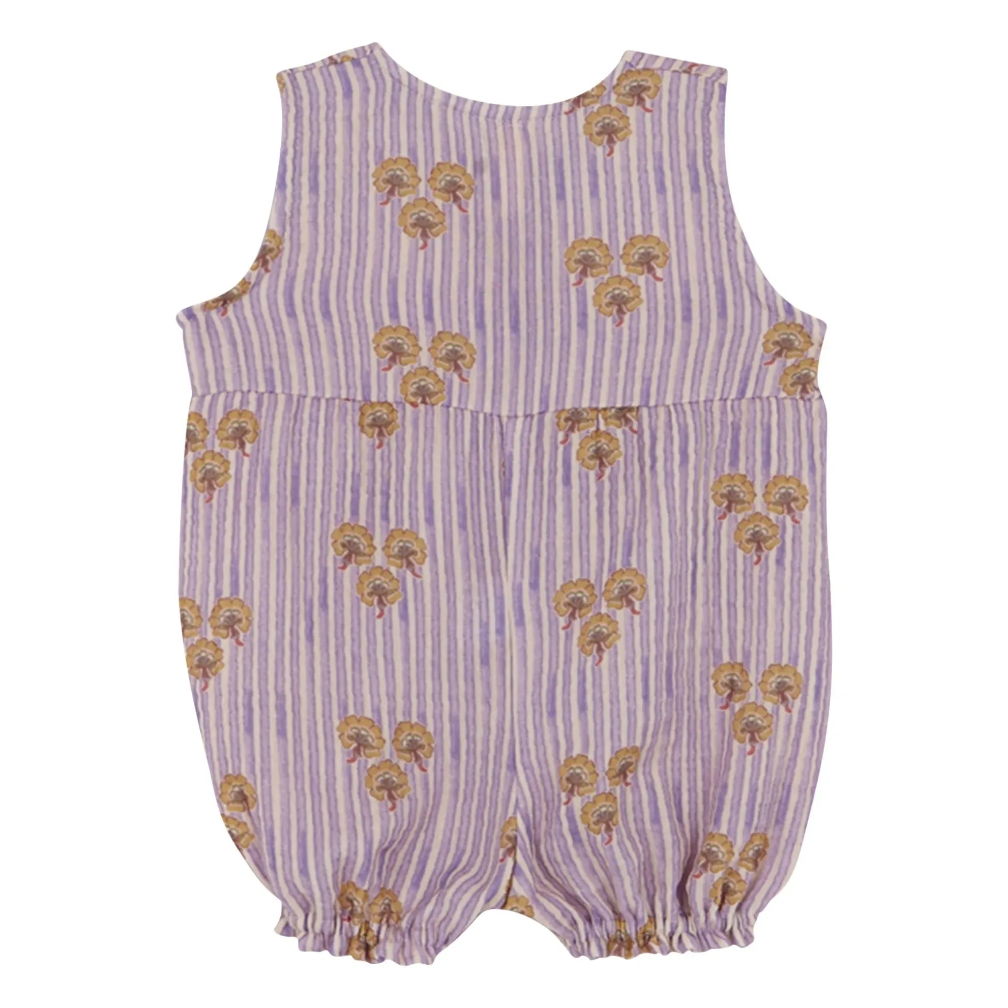 birinit - Gestreifter Bio-Baumwoll-Cinca-Strampler | Mauve