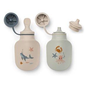 Liewood – Lizzie Smoothie-Flasche – 2er-Set | Meerestiere/Sandig
