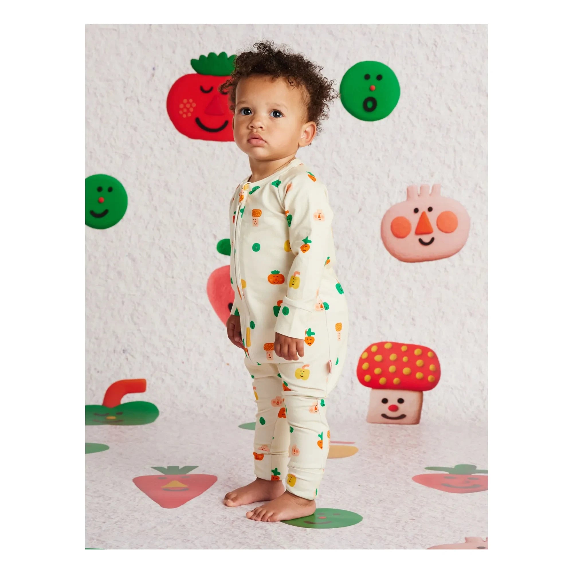 Halcyon Nights - Bio-Baumwoll-Hose mit Karotten-Print | Ecru