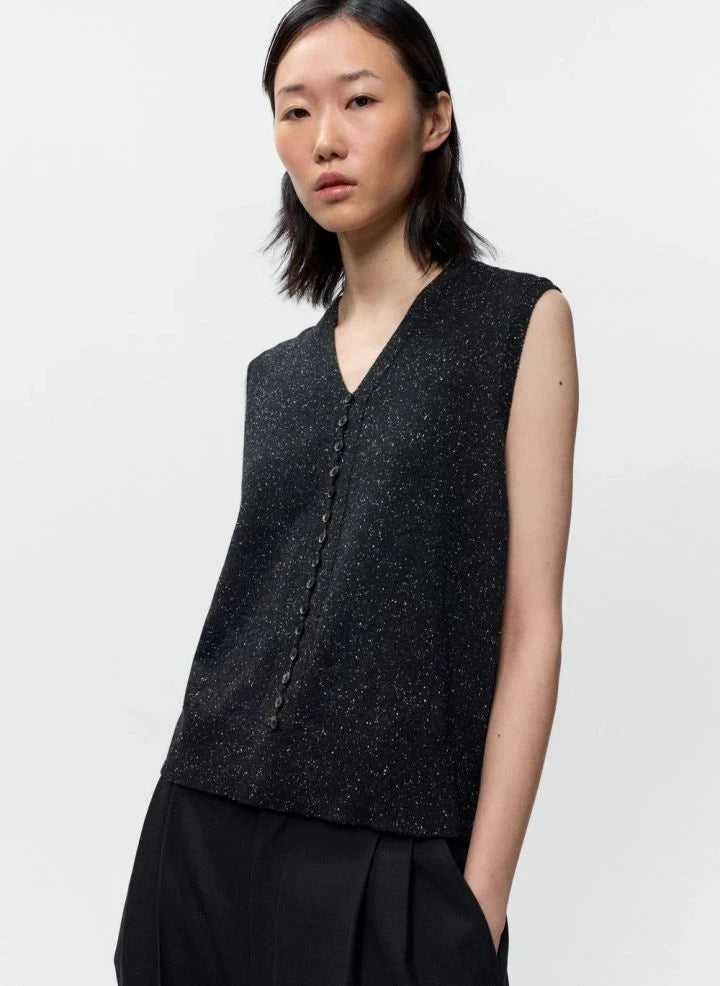 Cordera - Wolle und Seide Strickjacke | Schwarz