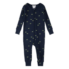 Petit Lem - Gerippter Pyjama Grashüpfer Bio-Baumwolle | Marineblau