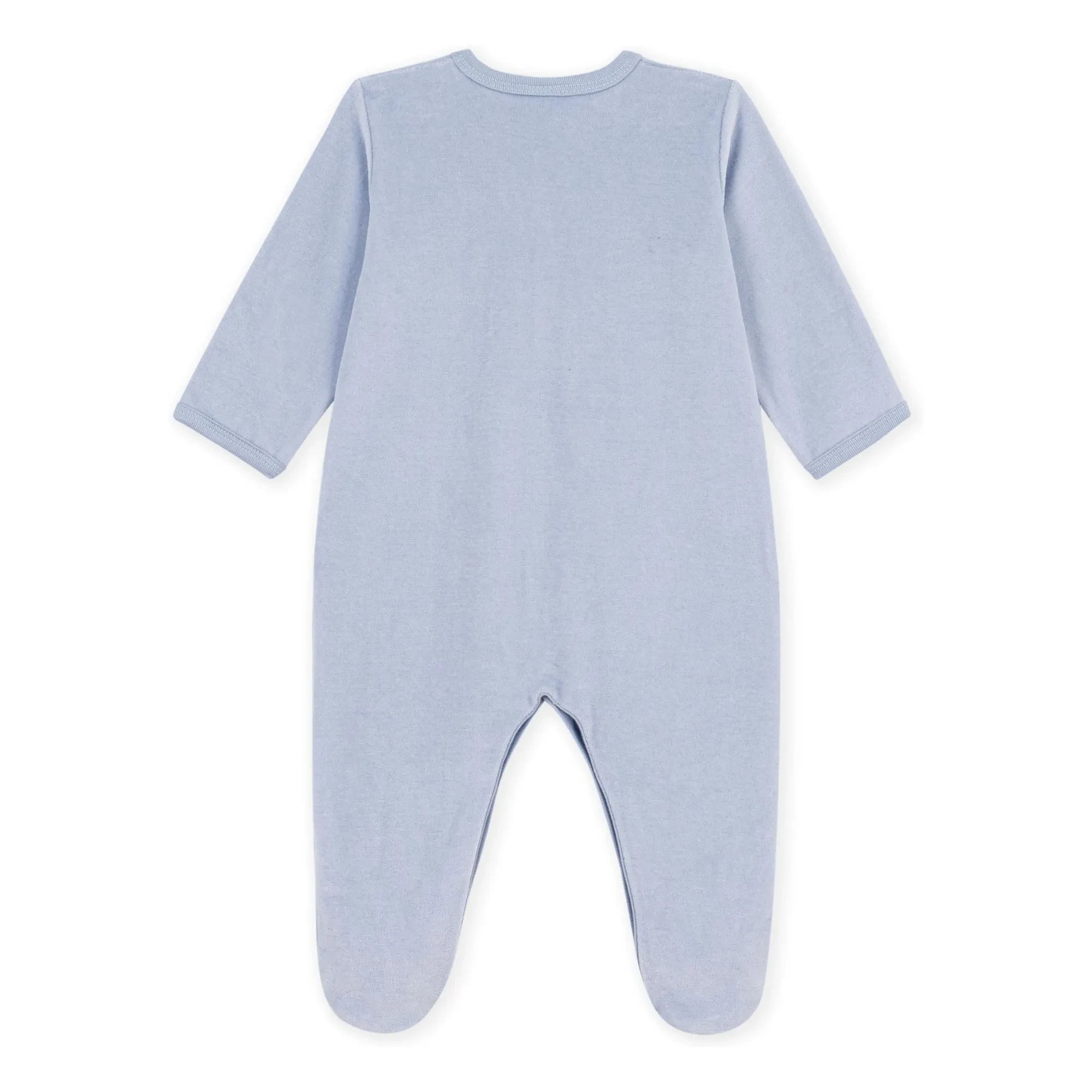 Petit Bateau - Sleep Well Pijama Kadife Kalp Organik Pamuk | Gri mavi