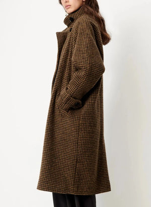 Sessùn - Bleechecks Wollmantel | Taupe-Braun