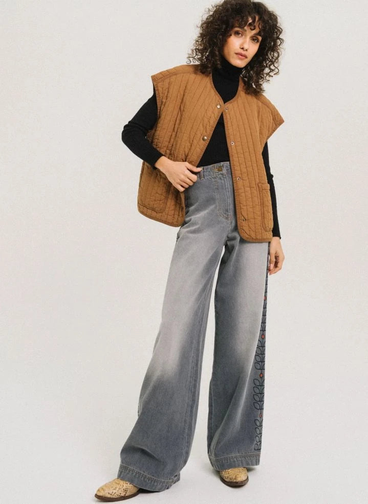 Tinsels - Edel Baumwollbestickte Jeans | Denim Grau