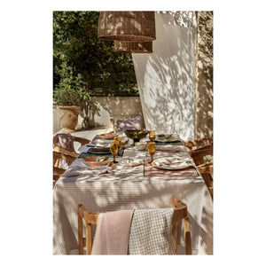 Haomy - Tischdecke aus Leinen mit bordeauxfarbenem Überzug | Mandelgrün