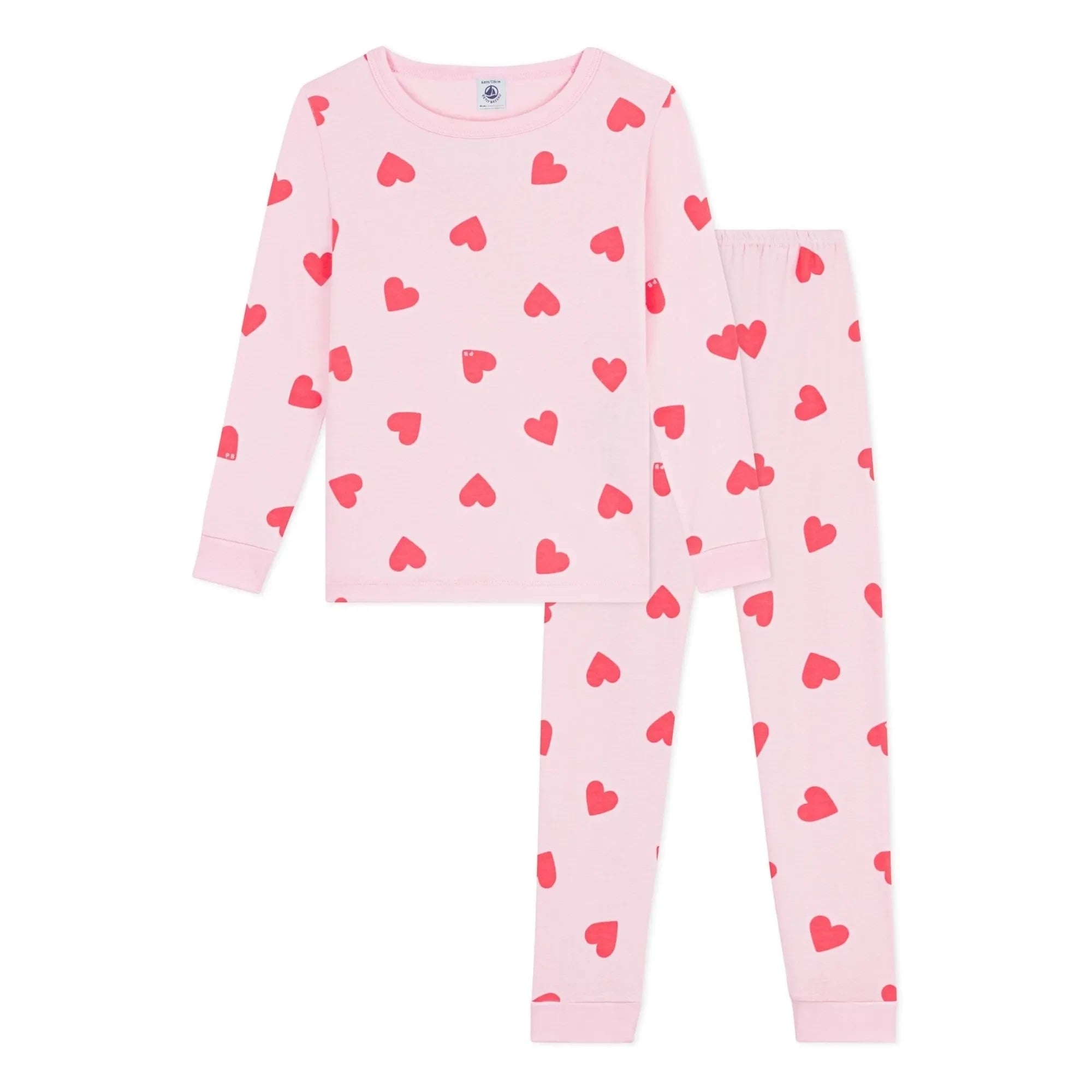Petit Bateau - Schlafanzug mit Herzmuster | Rosa