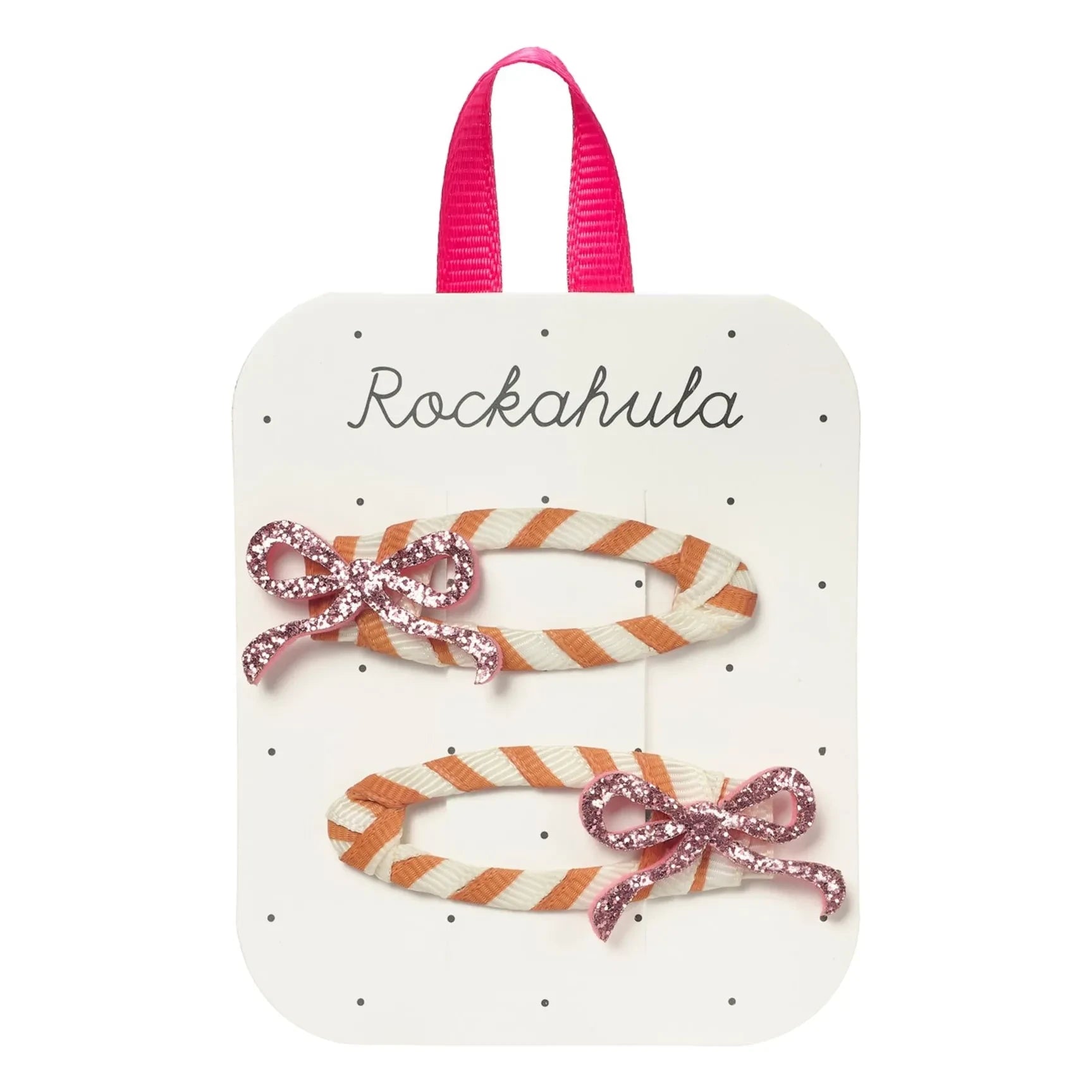 Rockahula Kids - Pink gestreifte Schleifen-Haarspangen | 2er-Set