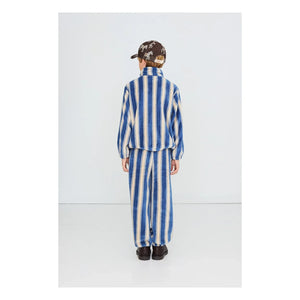 Tinycottons – Gestreifte Fleecejacke | Petrolblau