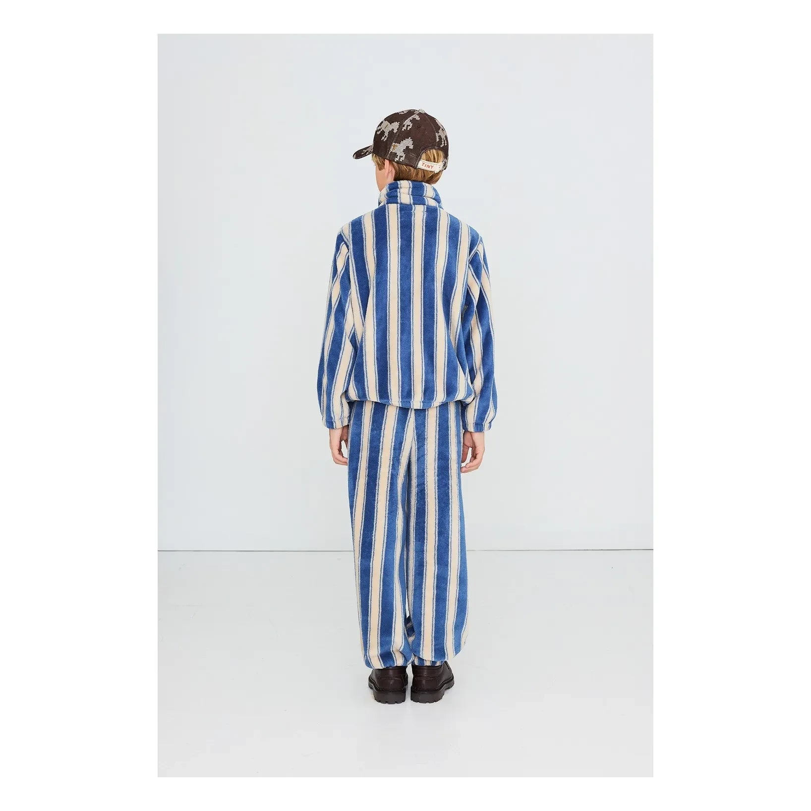 Tinycottons – Gestreifte Fleecejacke | Petrolblau
