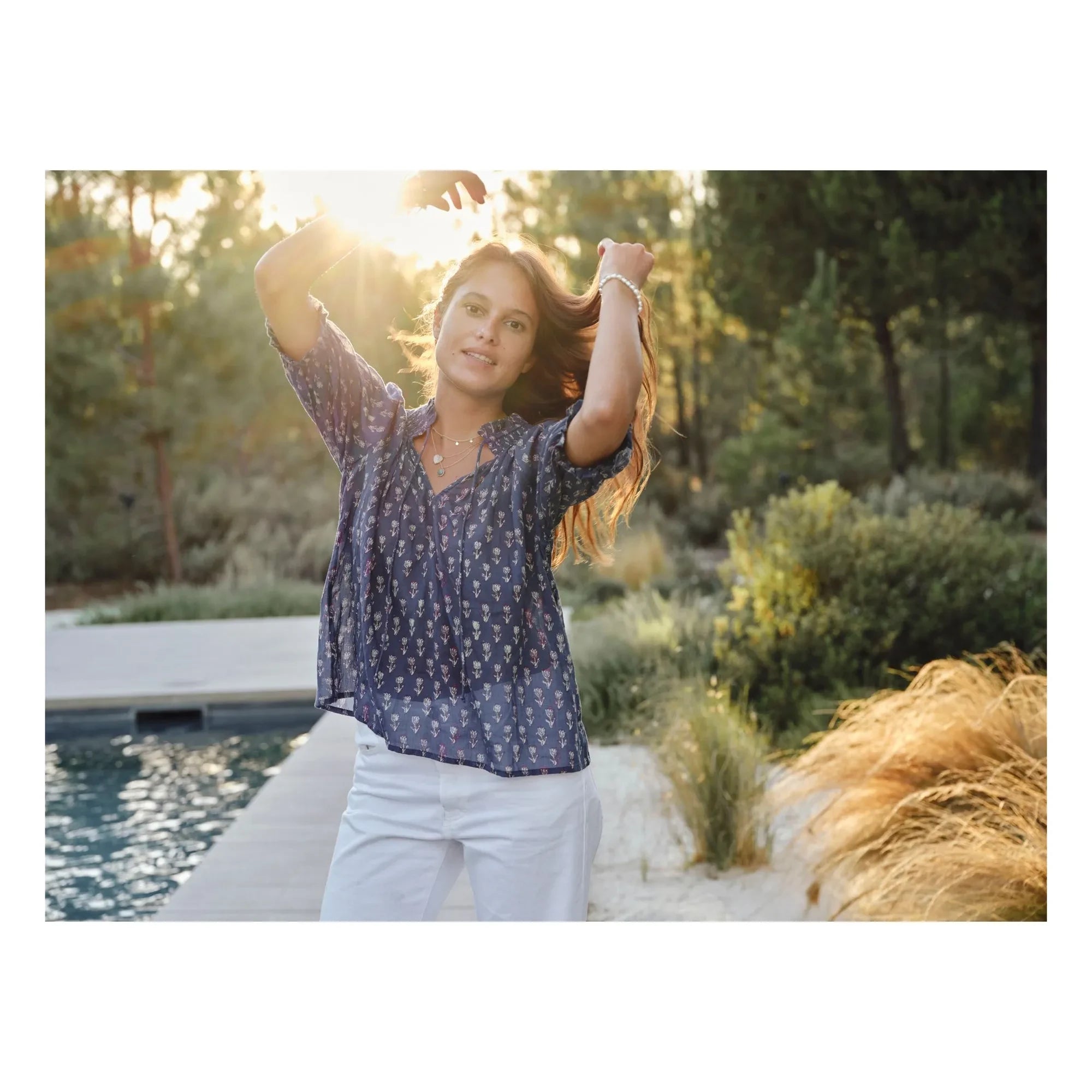 M.A.B.E. - Ari Baumwoll-Bluse | Indigo