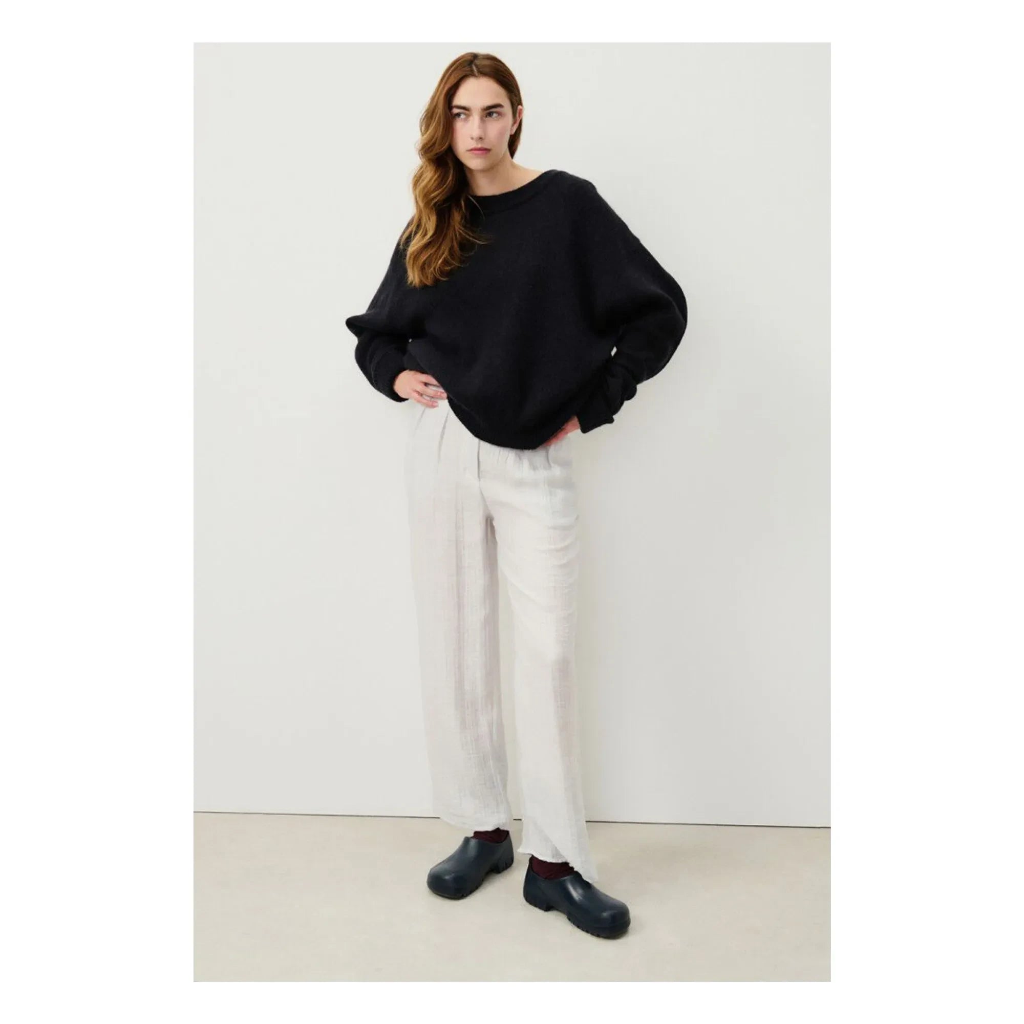 American Vintage - Vitow Alpaka- und Woll-Pullover mit Bootsausschnitt | Schwarz