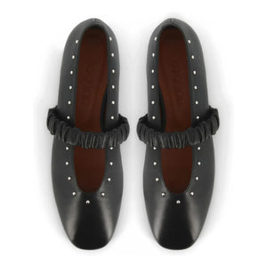 Socque Paris - June Leder Ballerinas | Schwarz