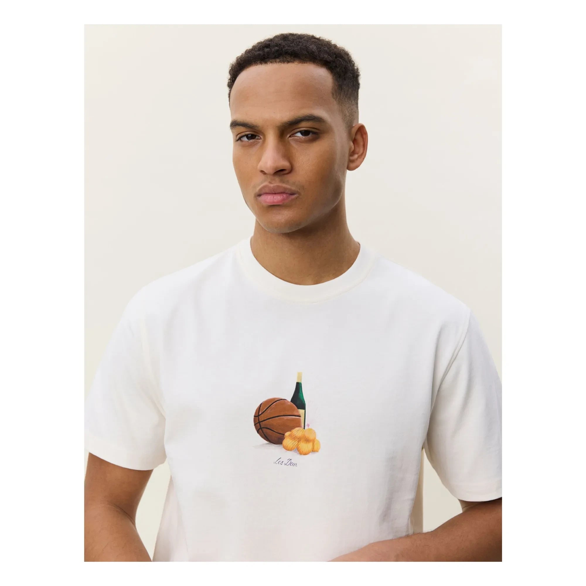 Les Deux - T-Shirt mit Zitrone | Gebrochenes Weiß