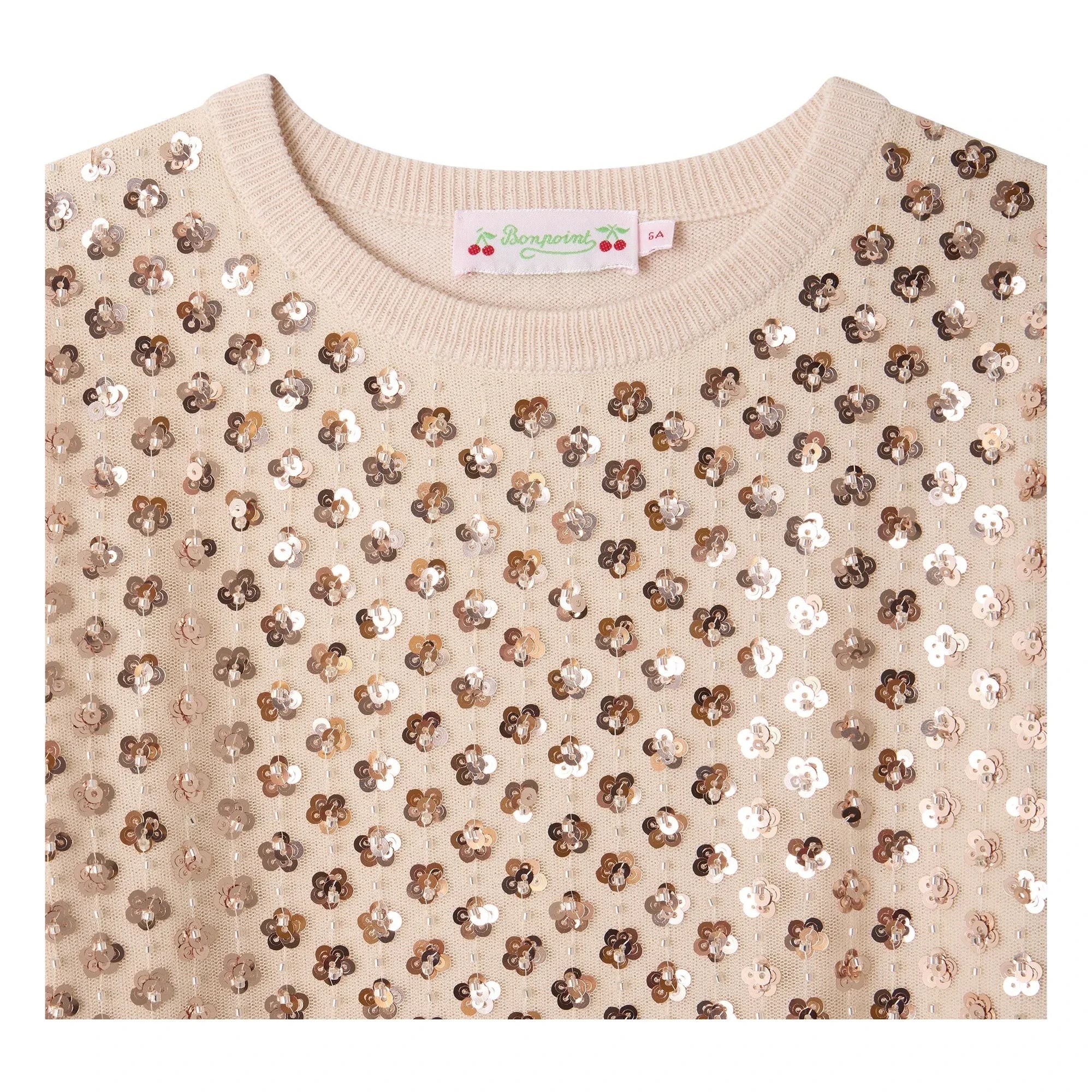 Bonpoint - Marlise Wollkleid mit Metallic-Effekt | Hellrosa