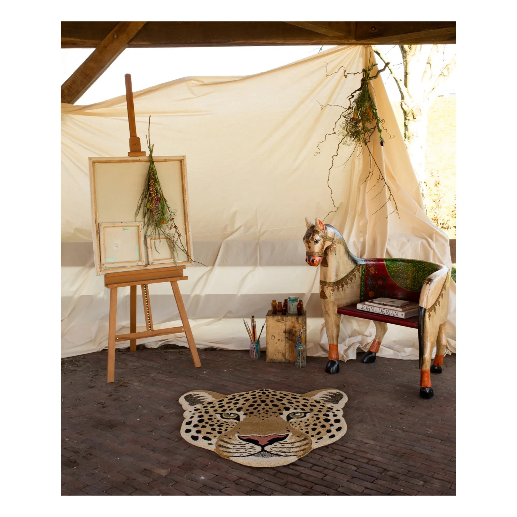Doing Goods - Himani Leopard Kopf-Teppich | Braun