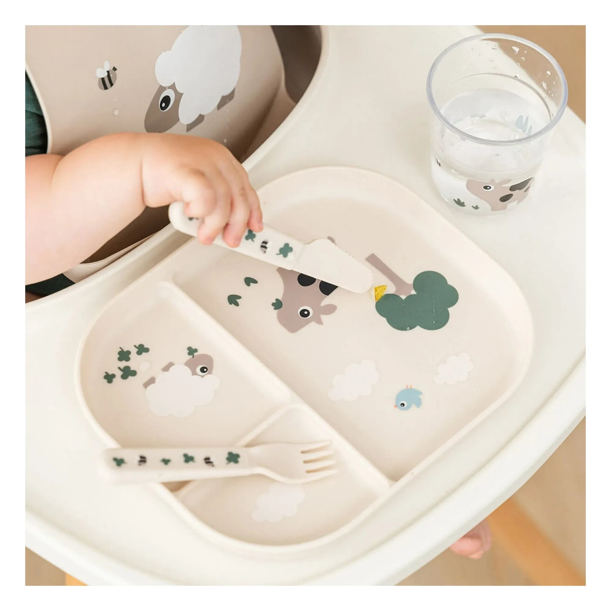 Done by deer - Tiny Farm Besteckset - 3-teilig | Sand
