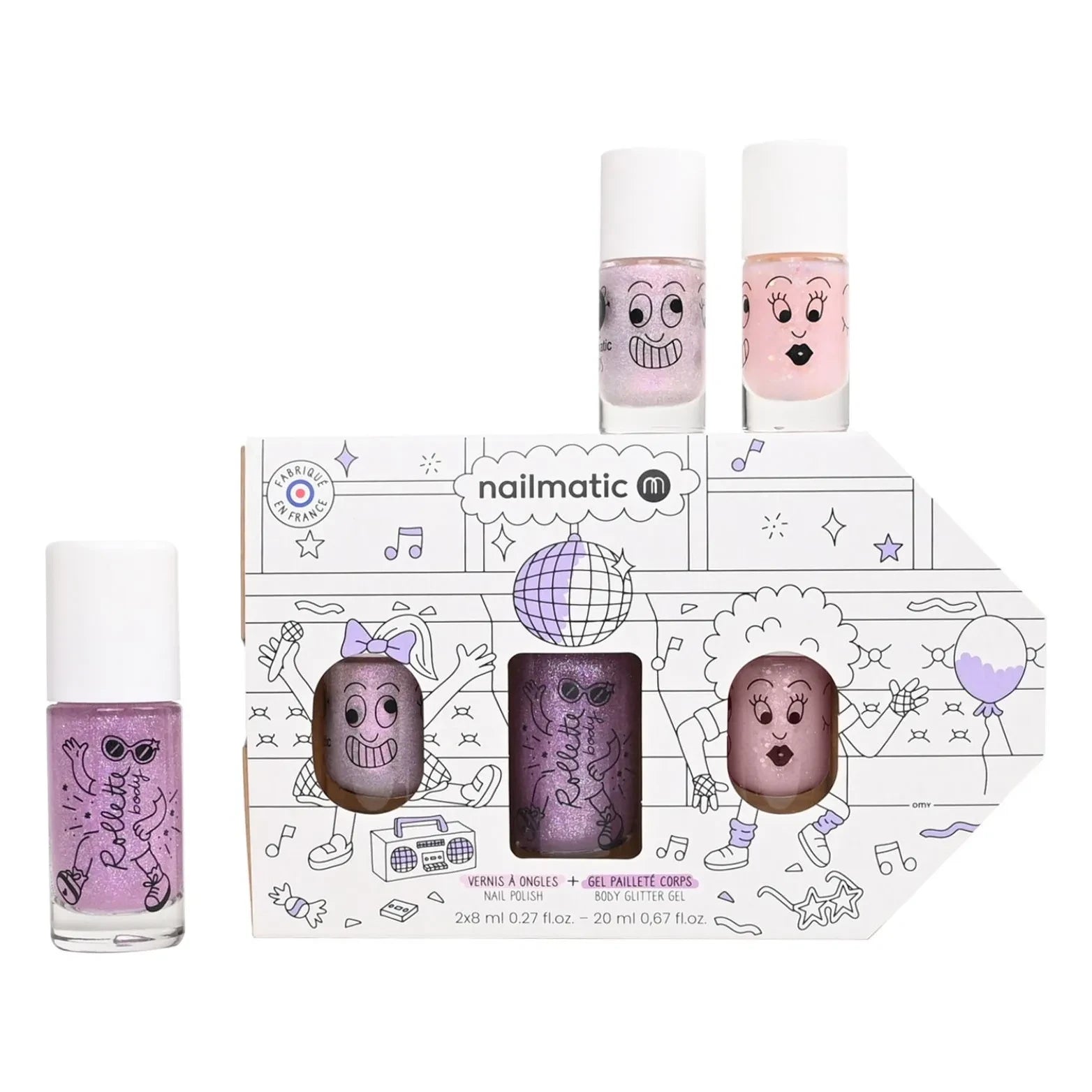 Nailmatic Kids - Nagellack-Set Bus Party und Roll-on für den Körper | Flieder