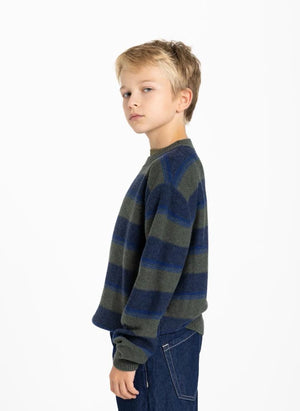 Smallable Kid - Matteo Gestreifter Wollpullover | Khaki
