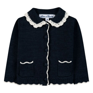 Tartine et Chocolat - Yün İşlemeli Claudine Yaka Hırka | Lacivert