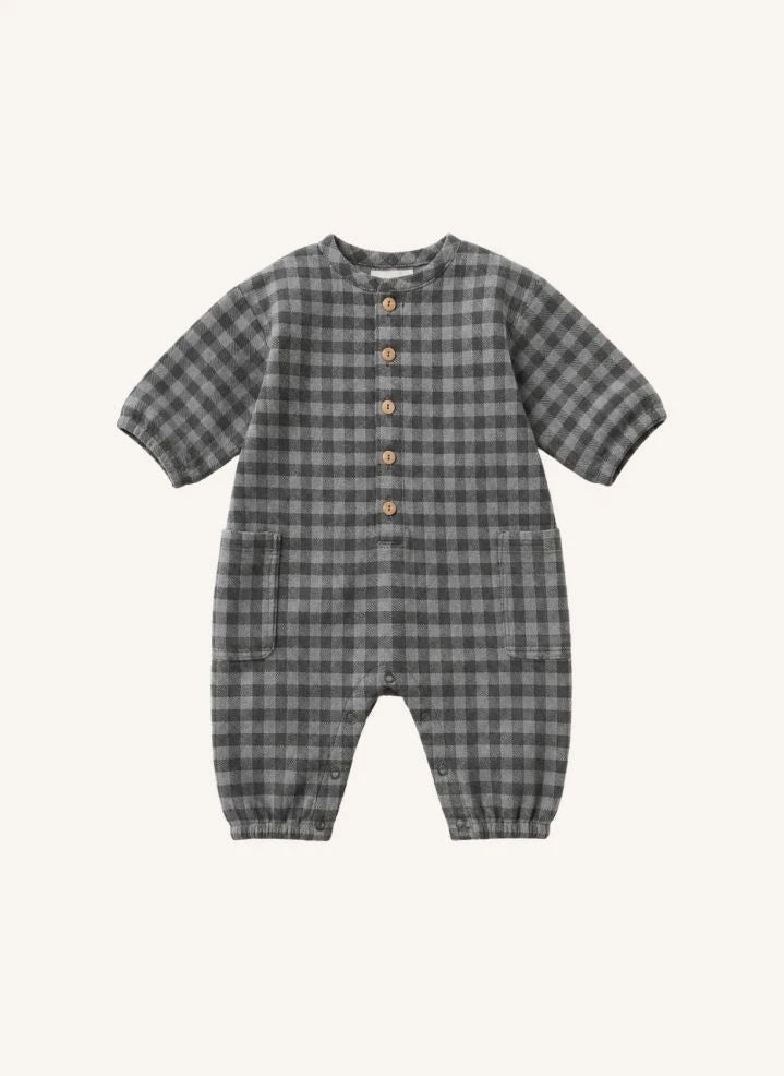 Studio Bohème - Big Papi Vichy Organische Baumwoll-Overall | Grau
