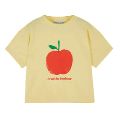 Emile et Ida - T-Shirt aus Bio-Baumwolle mit Apfel-Print | Blassgelb
