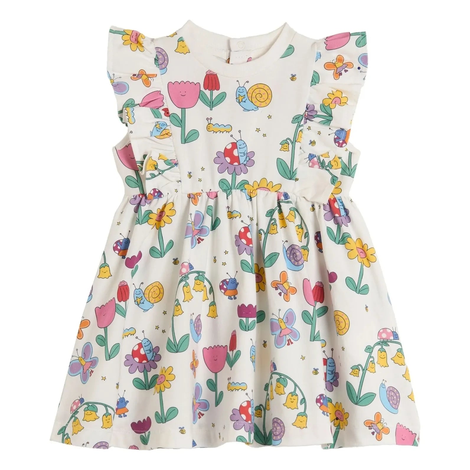 Stella McCartney Kids - Bio-Baumwollkleid mit Blumenmuster | Elfenbein