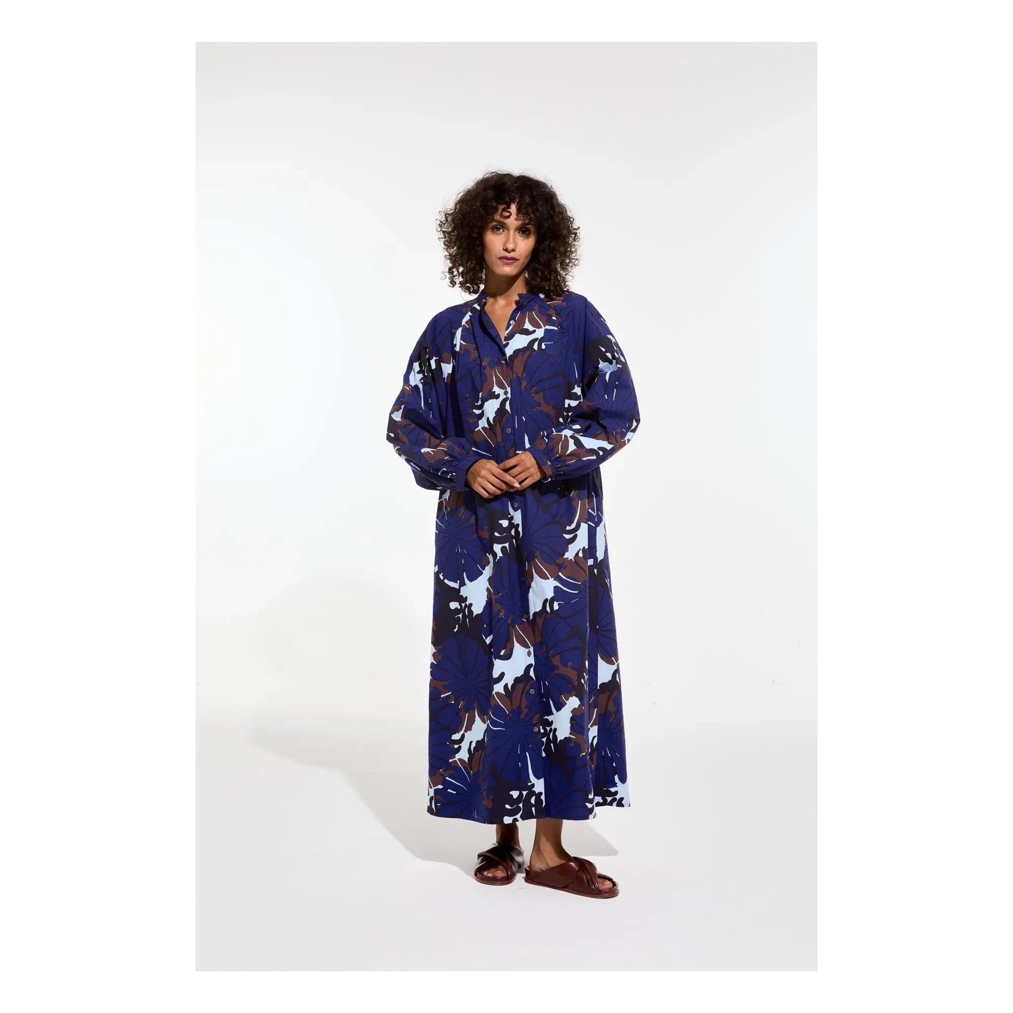 Mapoésie - Eulalie Pavot Baumwoll Popeline Kleid | Blau