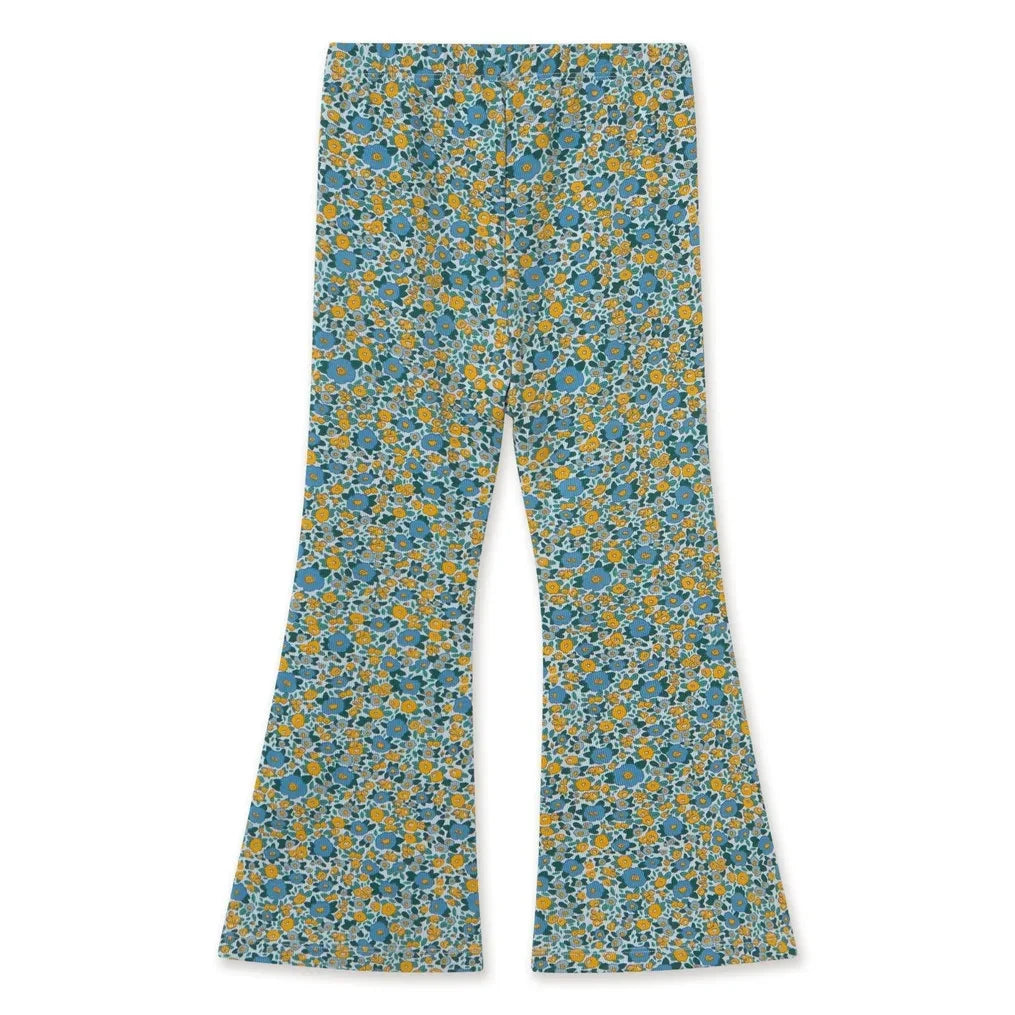 Tinycottons - Bio-Baumwoll-Blumenmuster-Gestreifte Spanische Hosen | Blau