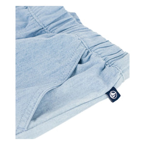 Petit Bateau - Hellblaue Denim Chambray Bio-Baumwollshorts