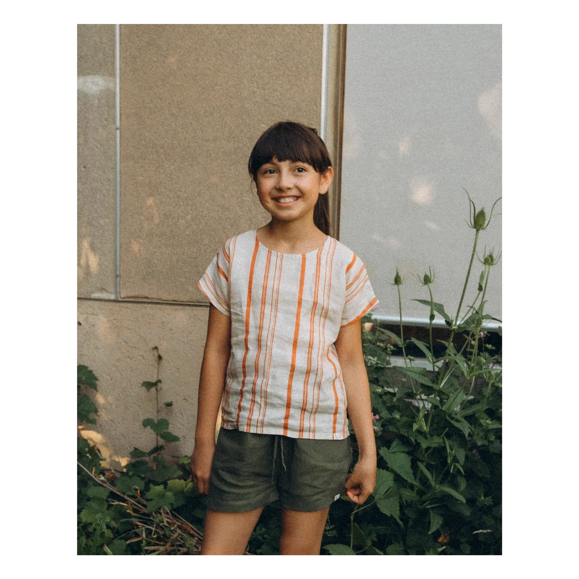 Matona - Easy Gestreiftes Leinen-T-Shirt | Gebrochenes Weiß