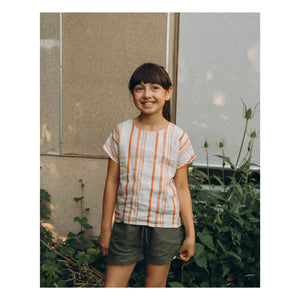 Matona - Easy Gestreiftes Leinen-T-Shirt | Gebrochenes Weiß
