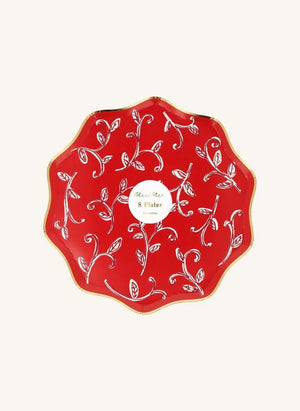 Meri Meri - Blockdruck Weihnachtsteller - 8er Set