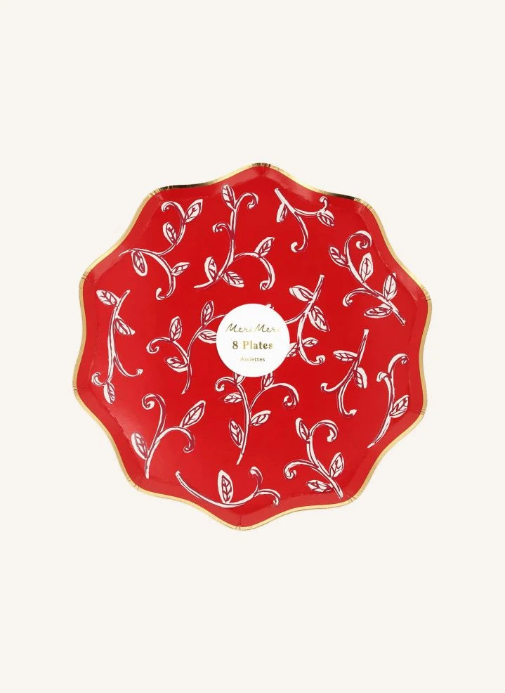 Meri Meri - Blockdruck Weihnachtsteller - 8er Set