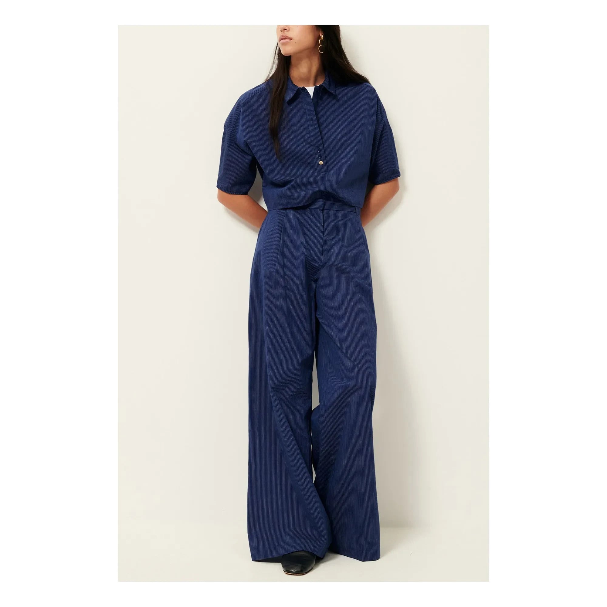 Sessùn - Hose Provencia aus gestreifter Baumwolle | Marineblau