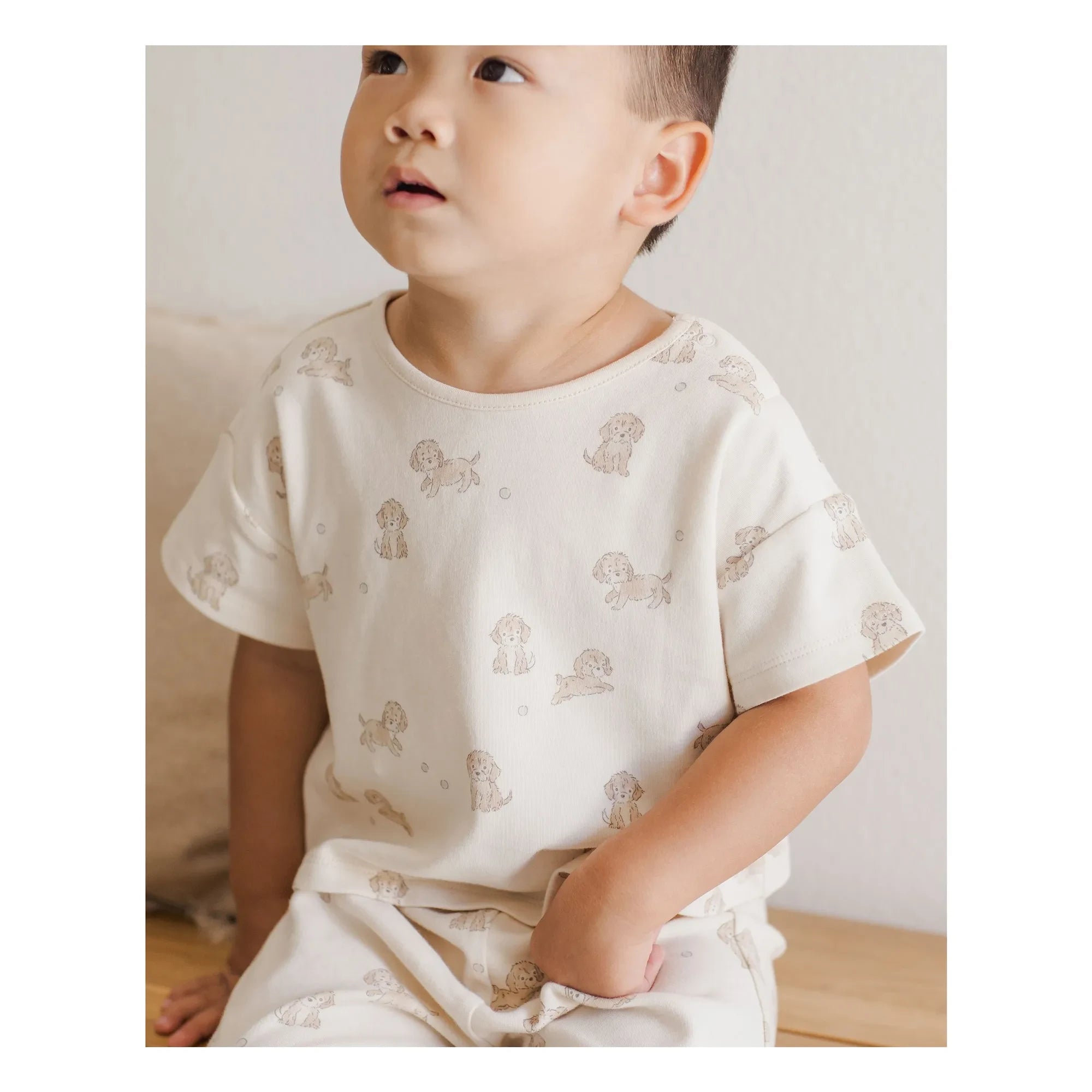 Quincy Mae - T-Shirt und Hose Set | Ecru