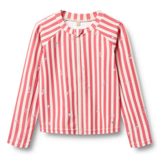 Wheat - Ada Gestreiftes Badeshirt aus recycelter Faser mit UV-Schutz | Rot