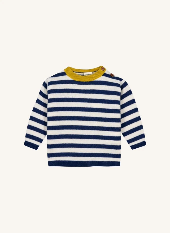 Bonton - Pepito gestreifter Babypullover | Marineblau