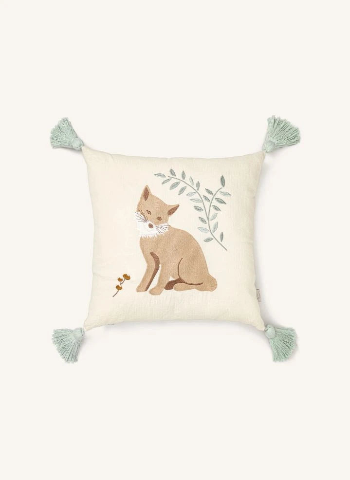 Cam Cam - Woodland Besticktes Kissen | Ecru