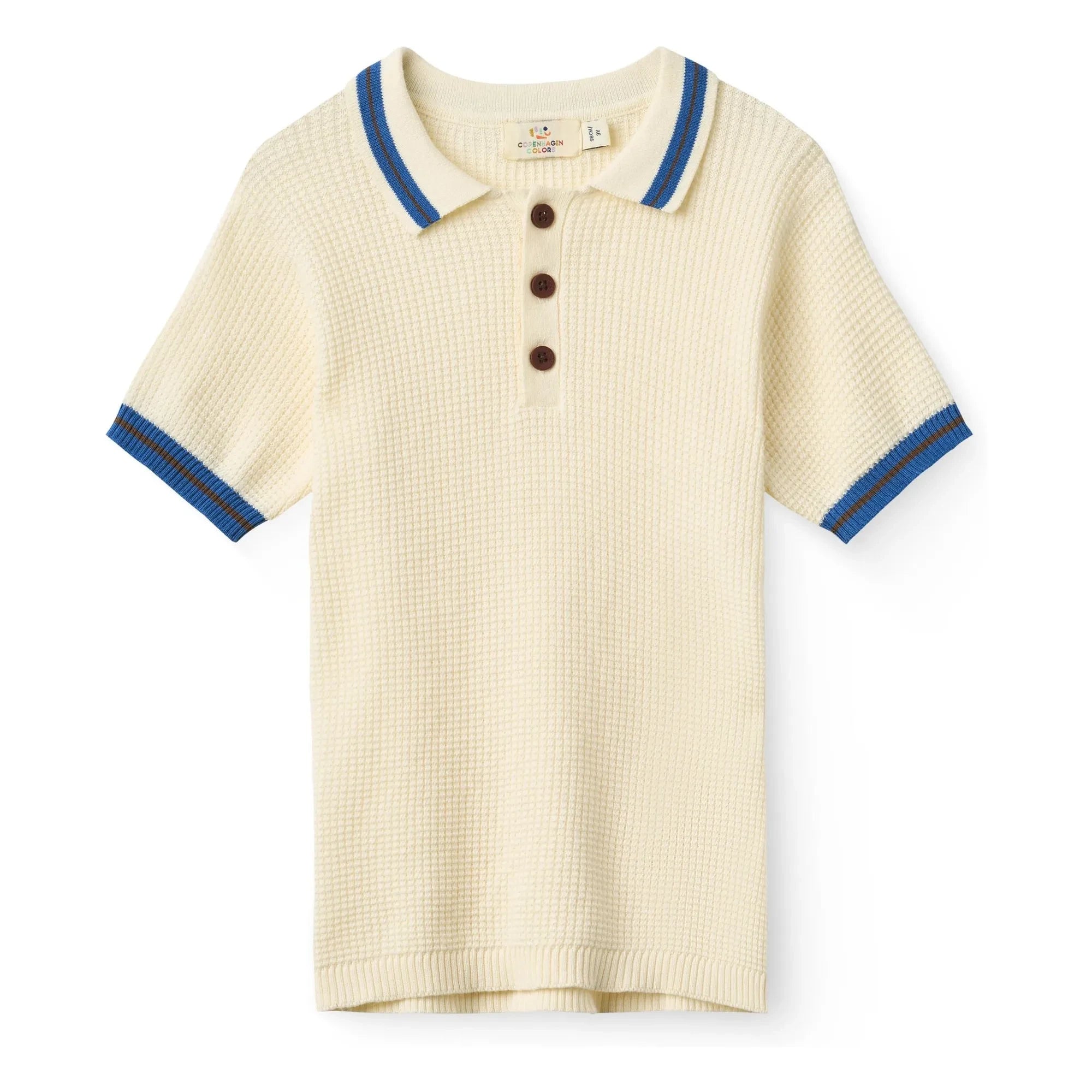 Copenhagen Colors - Strukturiertes Gestreiftes Bio-Baumwoll-Polo-Shirt | Blassgelb