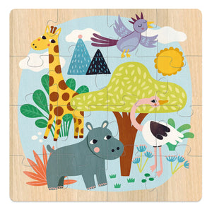 Vilac - Tiere der Welt 3-teiliges Puzzle-Set - 16 Teile