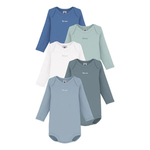 Petit Bateau - 5'li Petit Coeur Organik Pamuklu Body Seti | Mavi